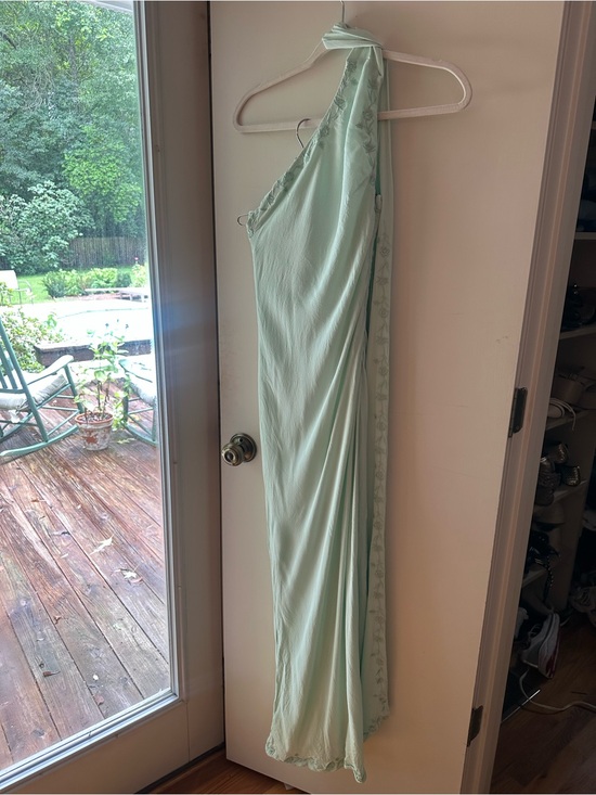 Yellow The Label Dresses & Skirts - One-Shoulder Mint Green Evening Gown